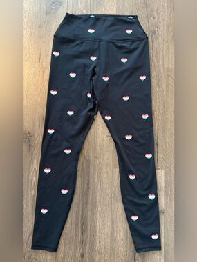Spiritual Gangster Black Rainbow Heart-Print Leggings Size Medium